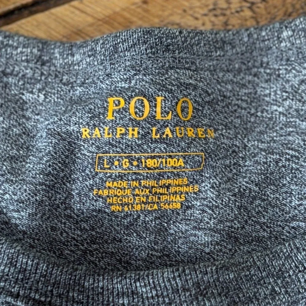 Polo Ralph Lauren Mens Marled Gray RL Football 67 Long Sleeve T-Shirt Large
